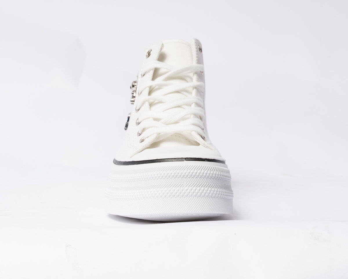Sneakers alte da donna in tessuto -  Bianco