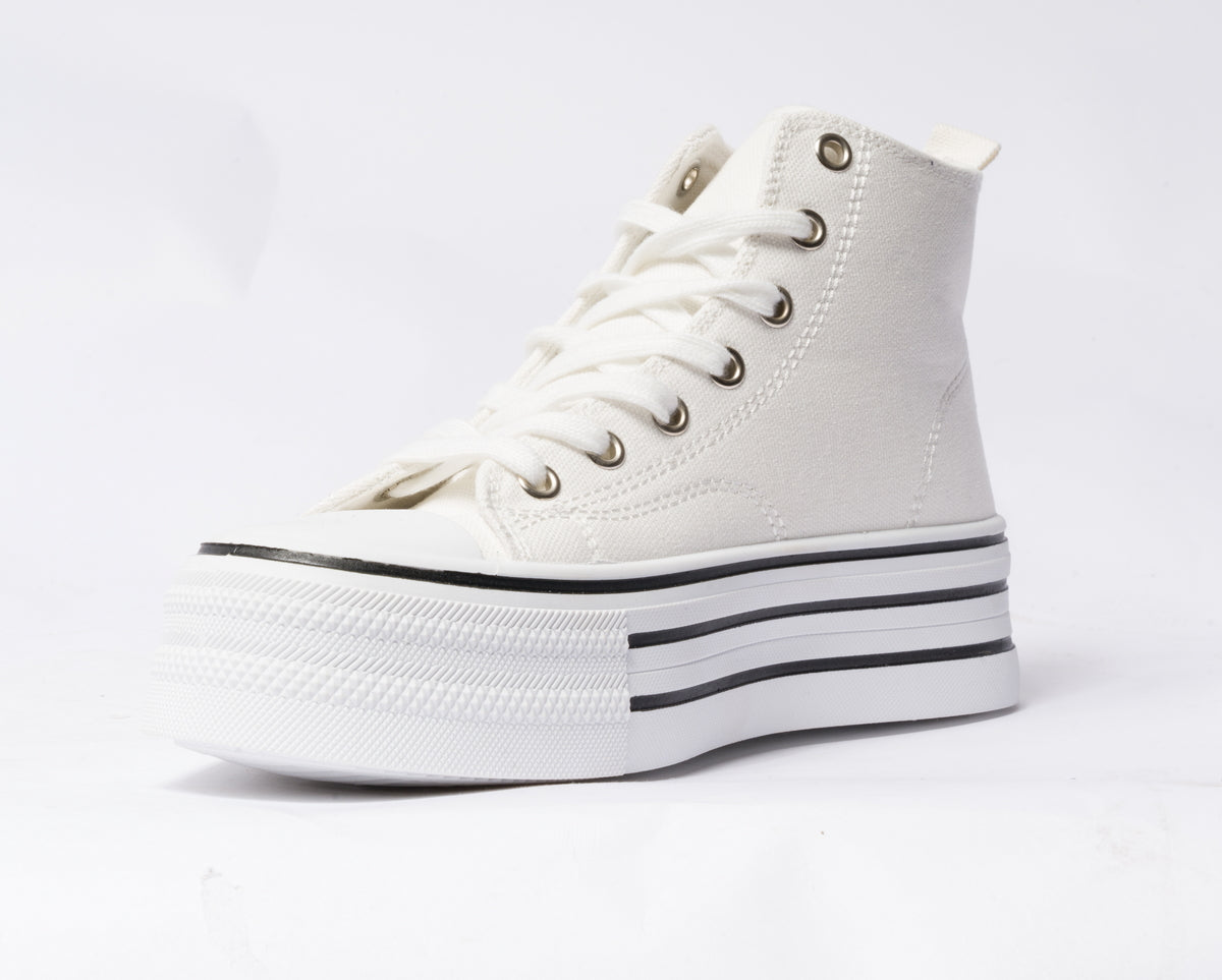 Sneakers alte da donna in tessuto -  Bianco