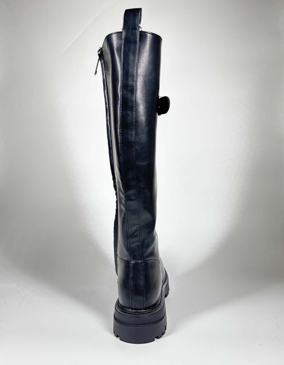 Stivale Alto Allacciato in Similpelle - Nero