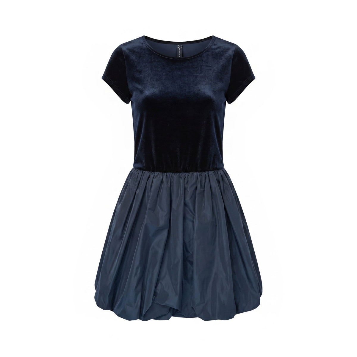 Zahjr Vestito Corto con Top in Ciniglia e Gonna a Palloncino -  Nero - foto 2