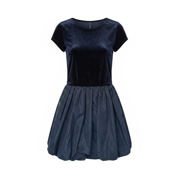 Zahjr Vestito Corto con Top in Ciniglia e Gonna a Palloncino -  Nero - foto 2
