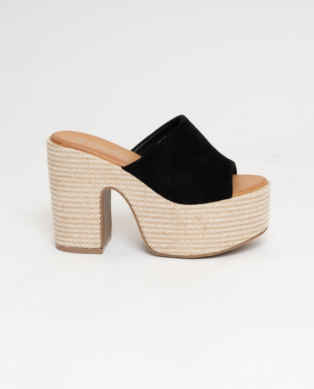 Scarpe da donna a fascia con plateau e tacco quadrato 12cm nero