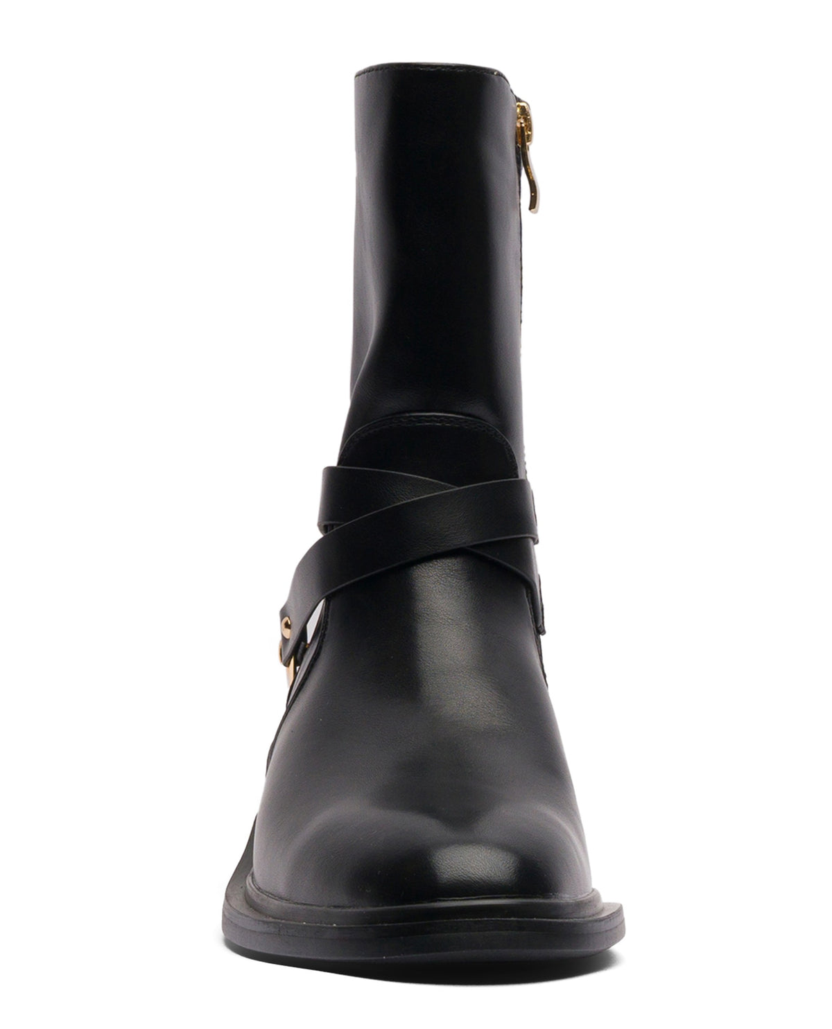 immagine-3-sstore-stivaletto-da-donna-nero-basso-con-cinturino-e-fibbia-dorata-intrecciata-stivaletti-k168_nero